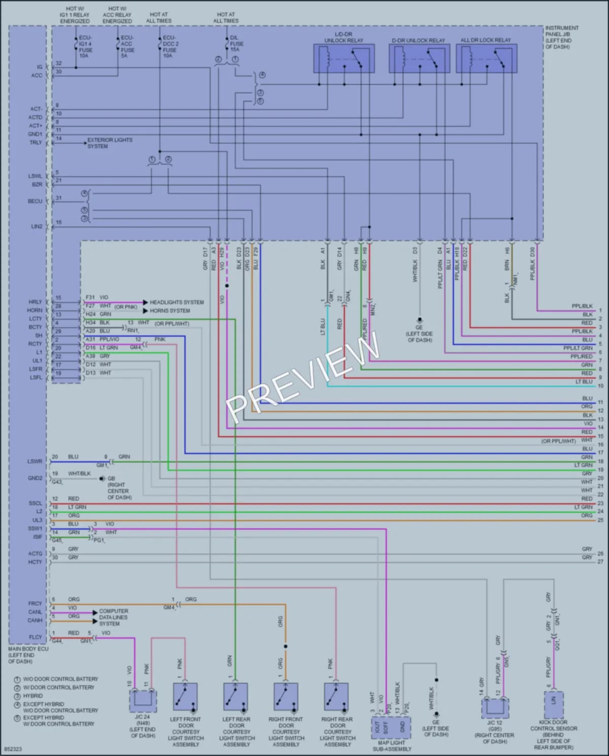 2024 Toyota RAV4Hybrid Power Door Locks wiring diagram preview