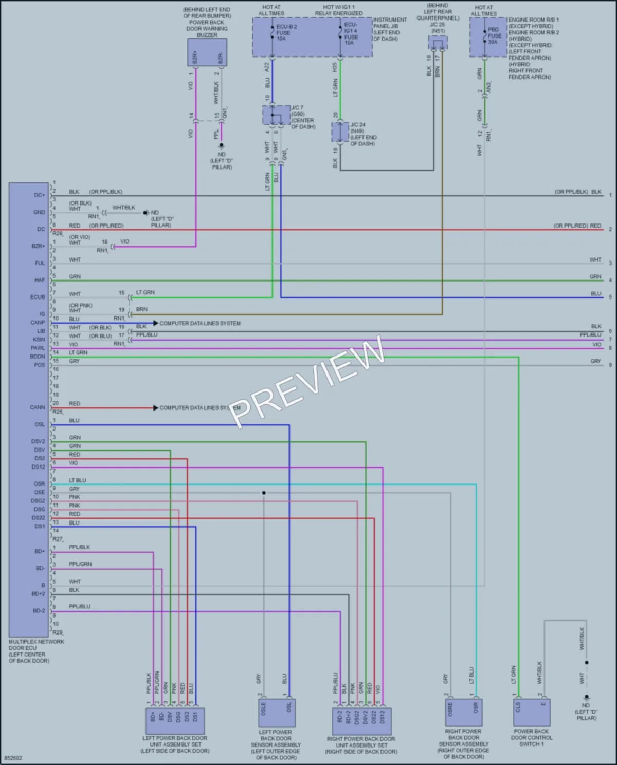 2024 Toyota RAV4Hybrid Trunk Tailgate Fuel Door wiring diagram preview