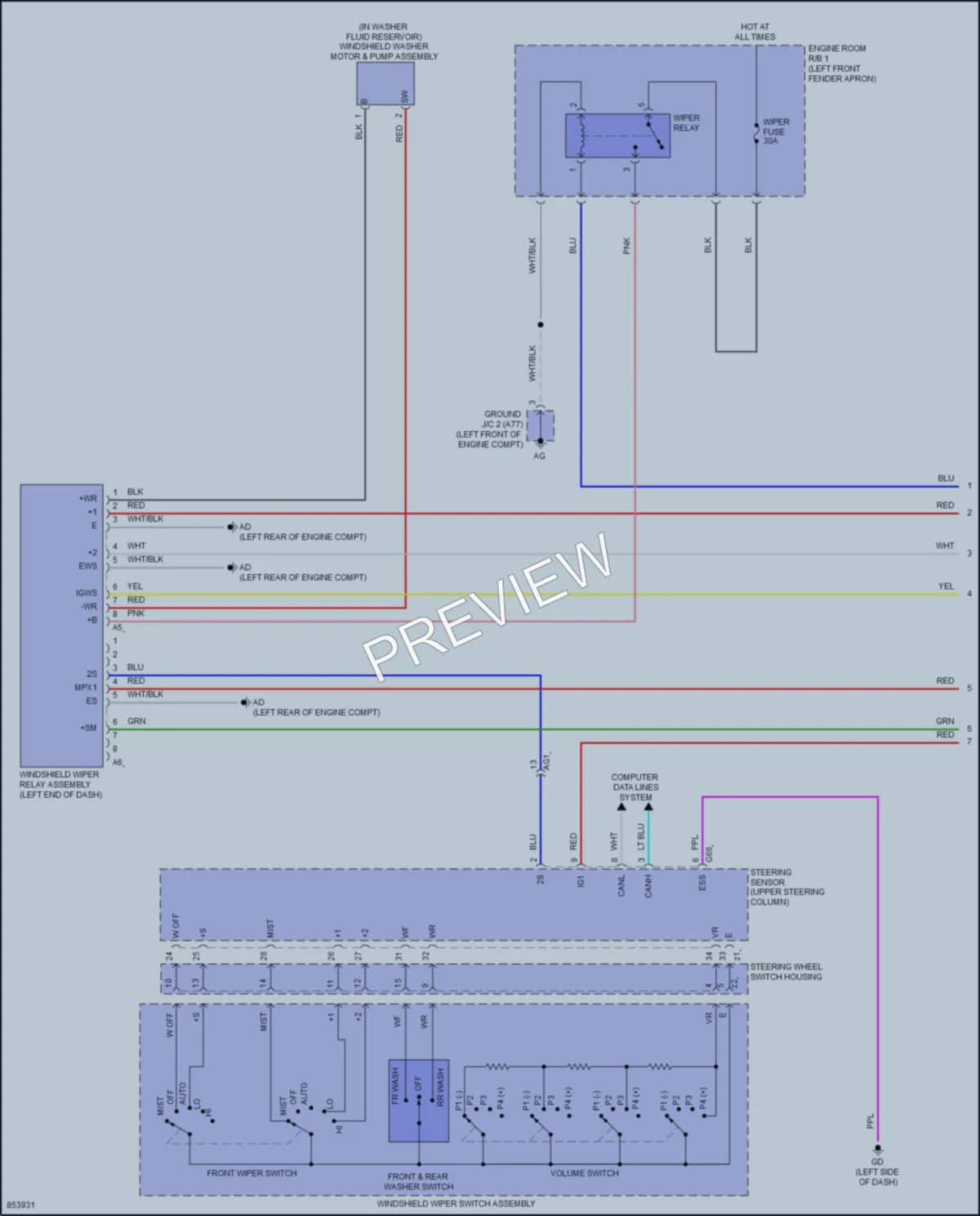 2024 Toyota RAV4Hybrid Wiper Washer wiring diagram preview