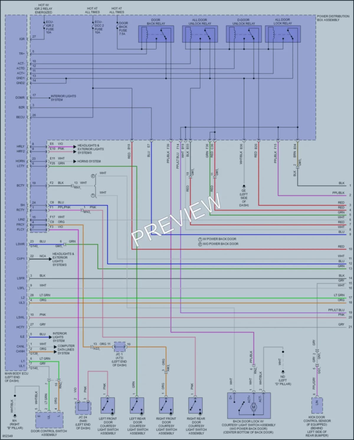 2024 Toyota RAV4Prime Power Door Locks wiring diagram preview