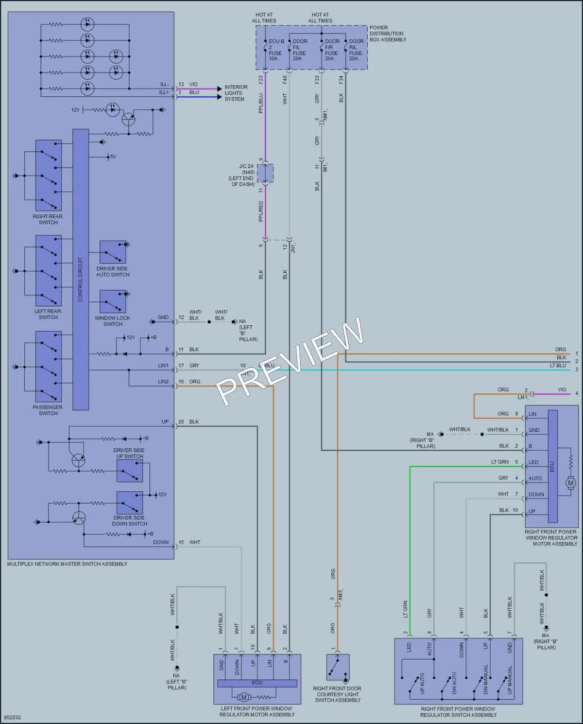 2024 Toyota RAV4Prime Power Windows wiring diagram preview