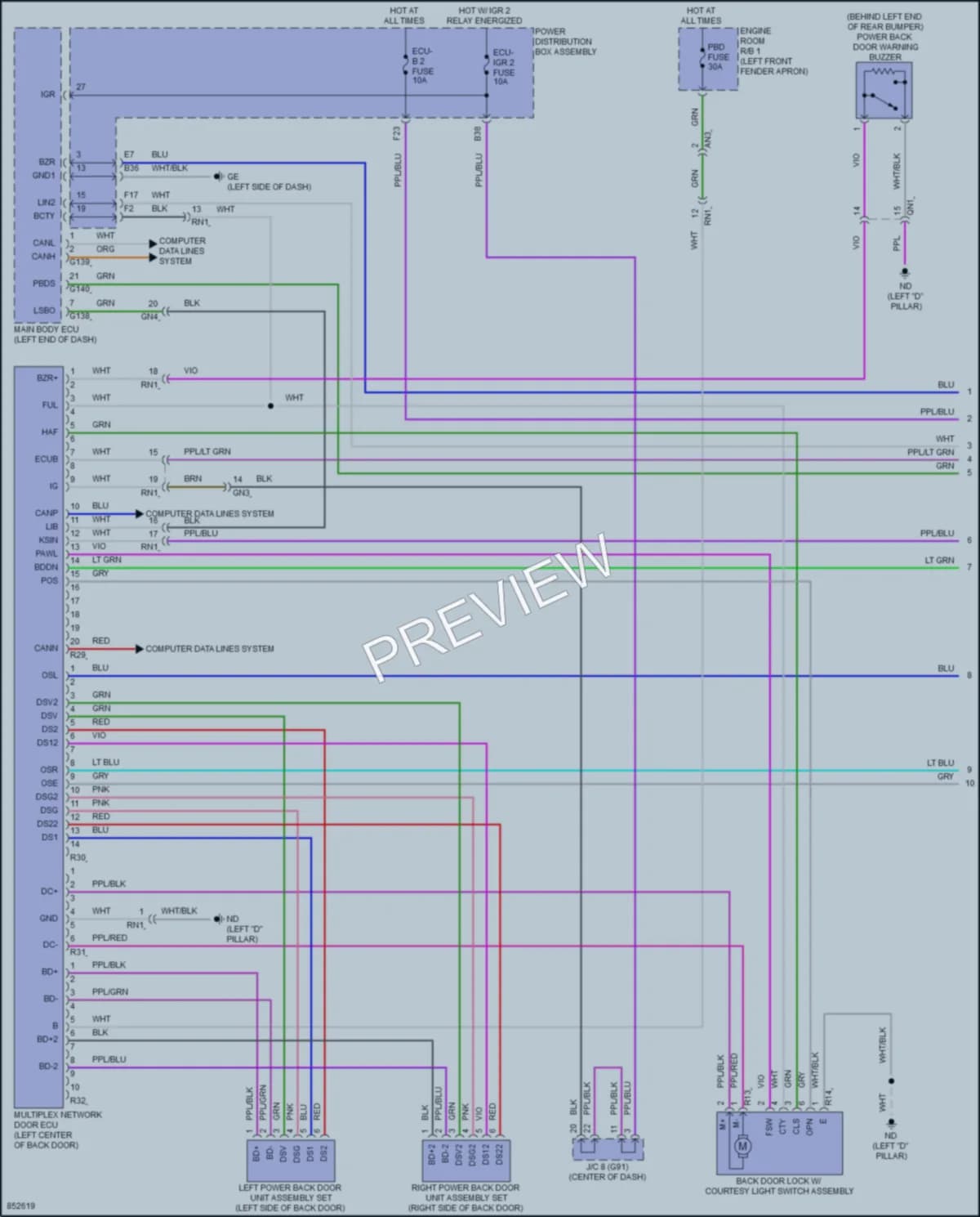 2024 Toyota RAV4Prime Trunk Tailgate Fuel Door wiring diagram preview