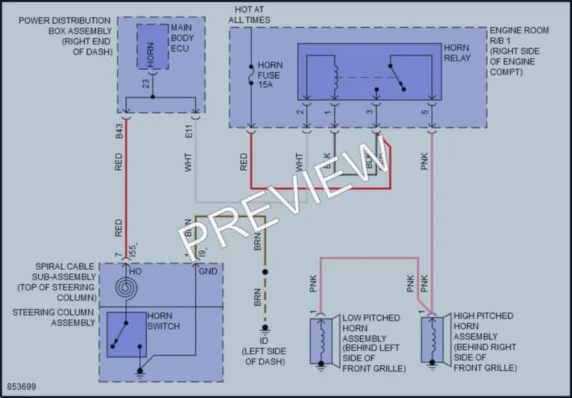 2024 Toyota Sequoia Horn wiring diagram preview