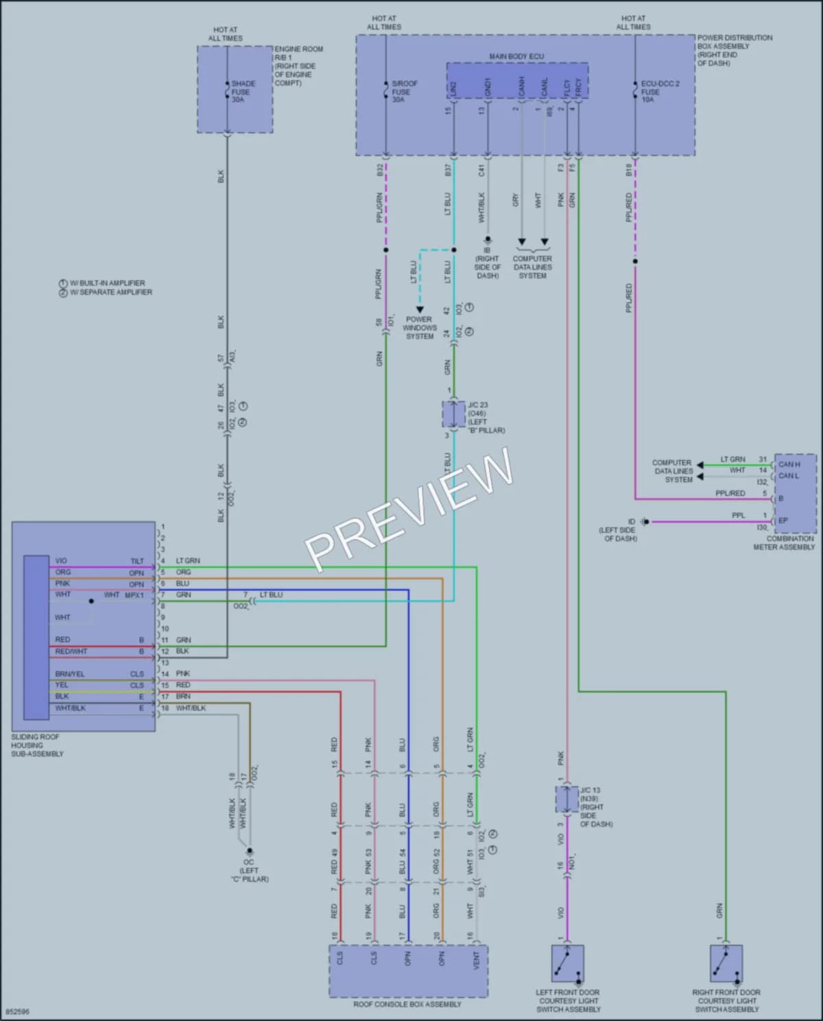 2024 Toyota Sequoia Power Top Sunroof wiring diagram preview