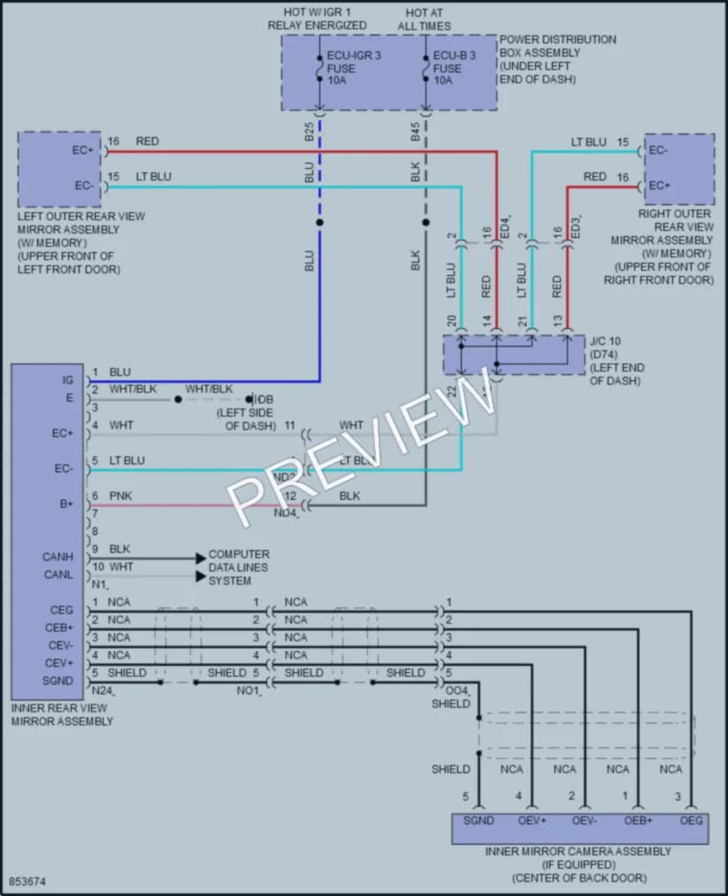 2024 Toyota Sienna Power Mirrors wiring diagram preview