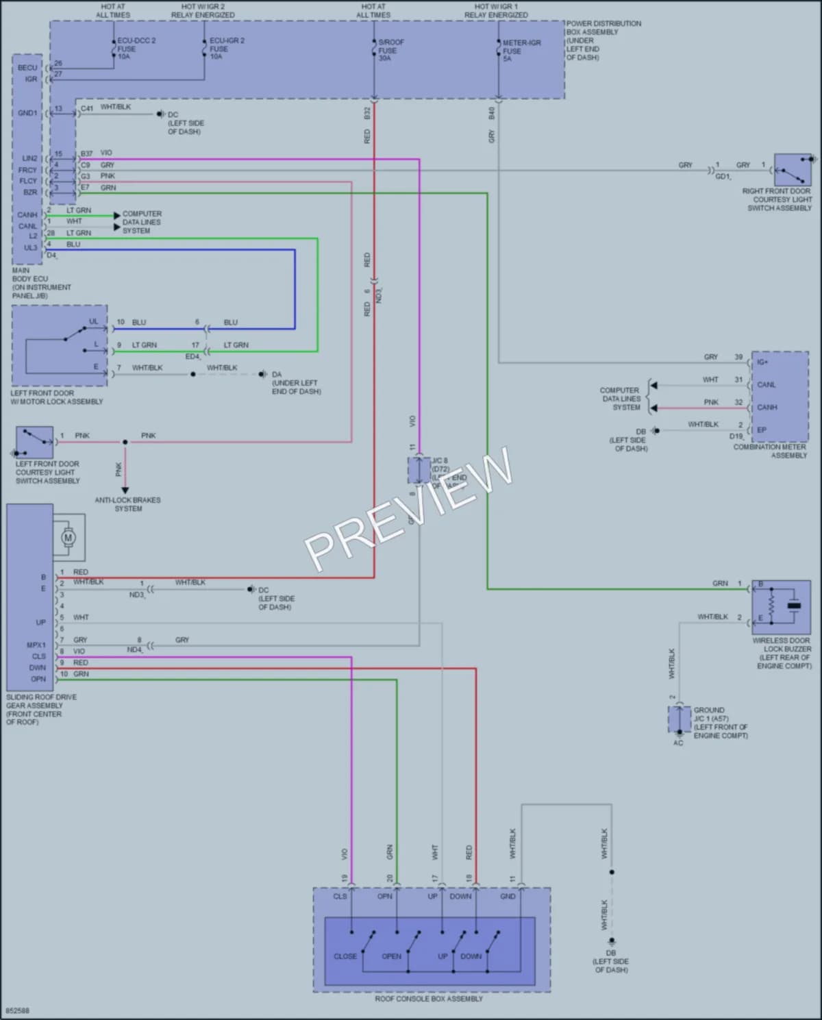 2024 Toyota Sienna Power Top Sunroof wiring diagram preview