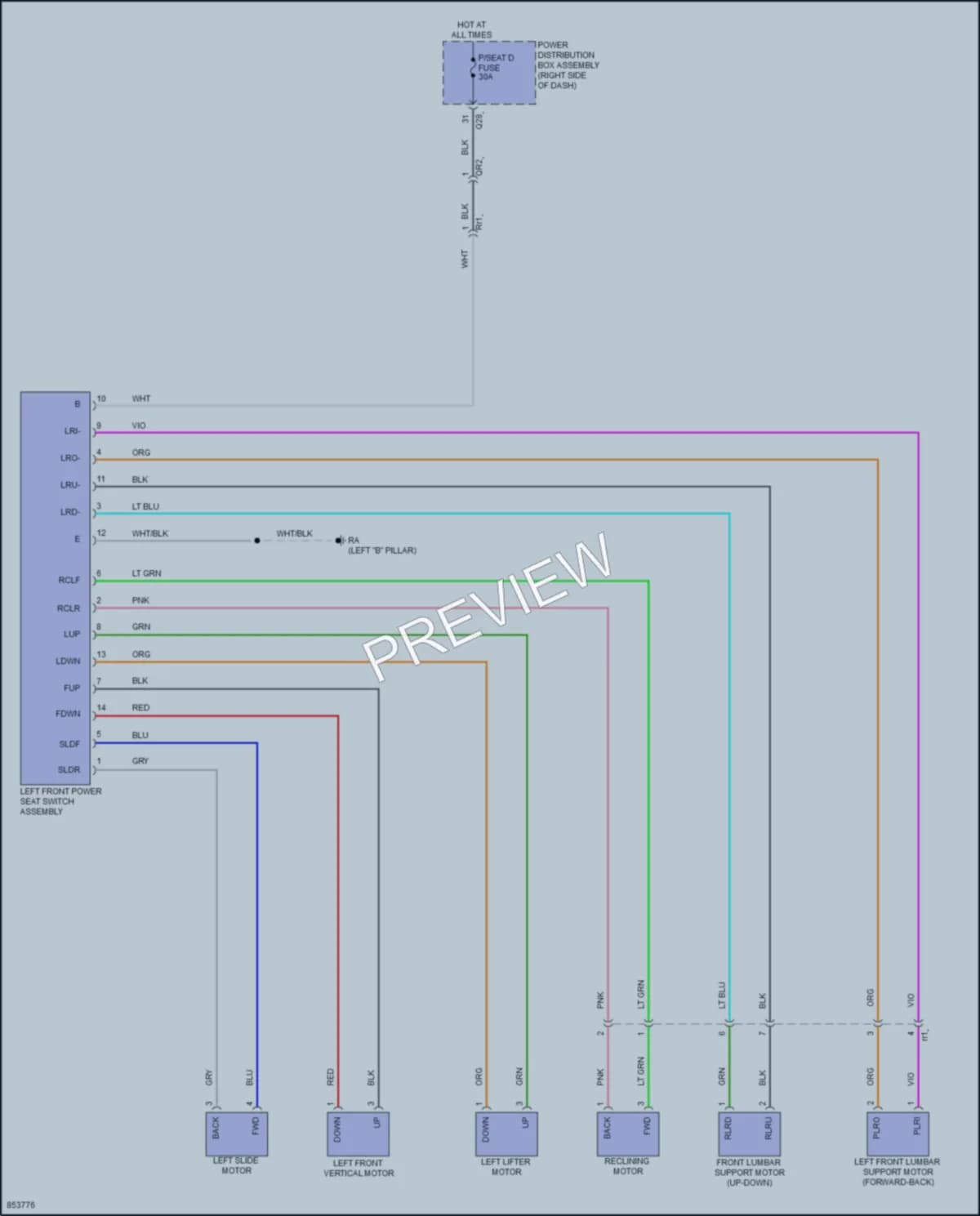 2024 Toyota Tacoma Power Seats wiring diagram preview