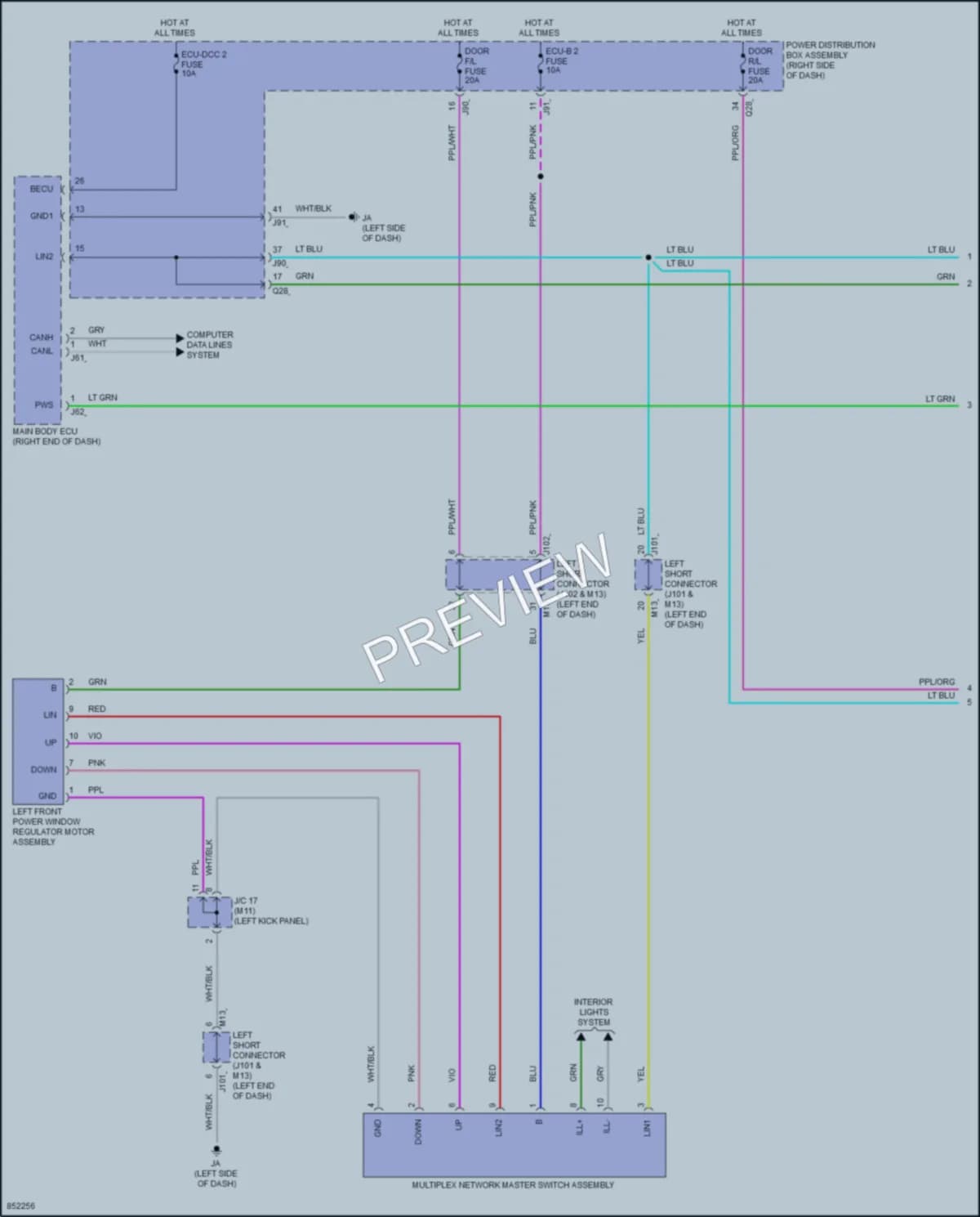 2024 Toyota Tacoma Power Windows wiring diagram preview