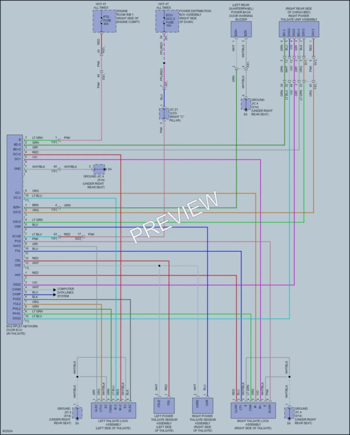 2024 Toyota Tacoma Trunk Tailgate Fuel Door wiring diagram preview