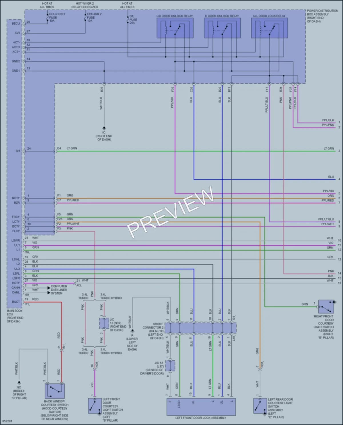 2024 Toyota TundraHybrid Power Door Locks wiring diagram preview