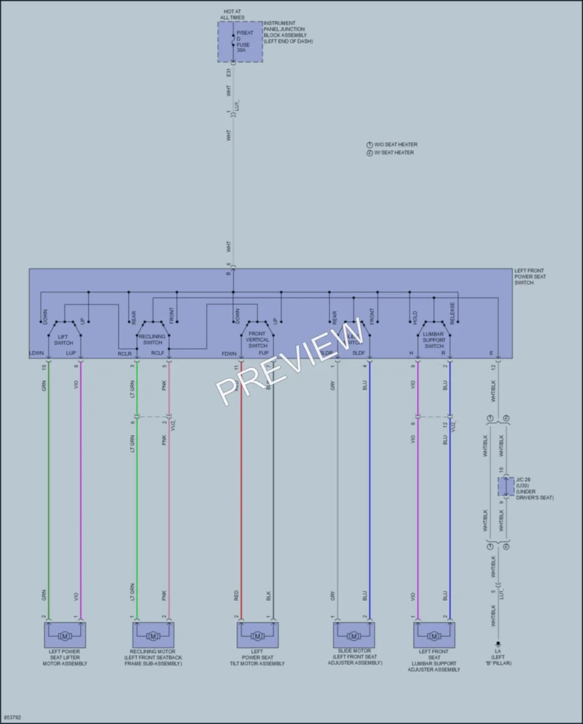 2024 Toyota VenzaHybrid Power Seats wiring diagram preview