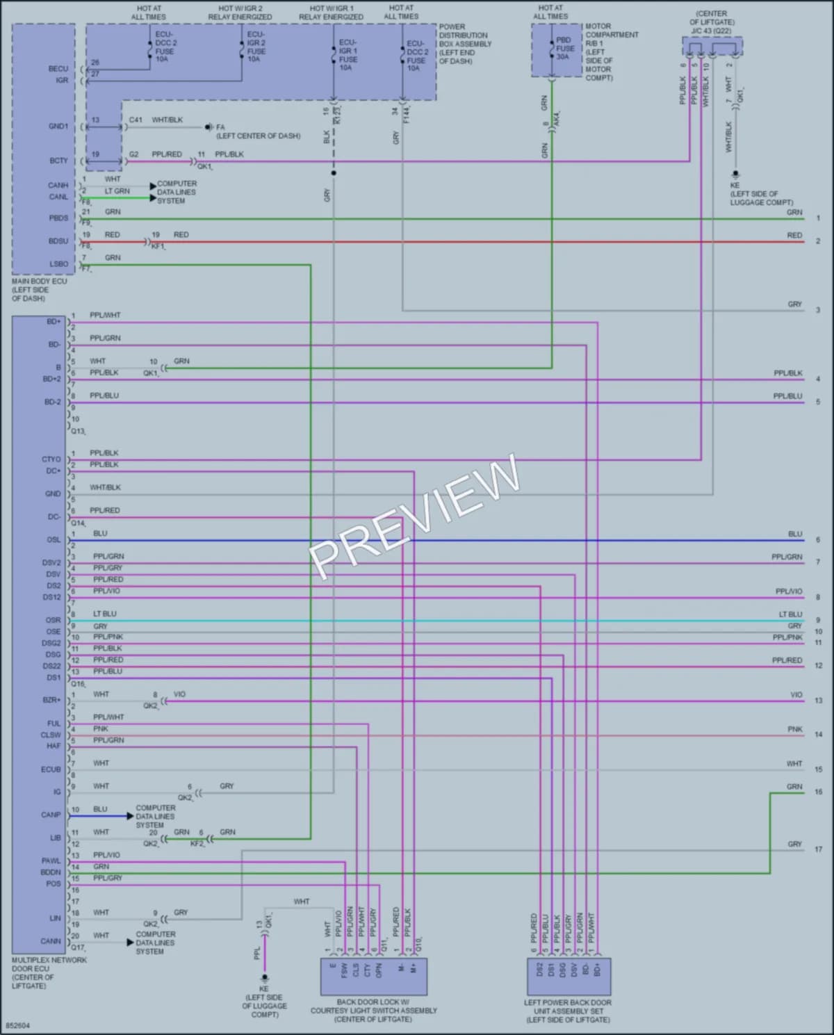 2024 Toyota bZ4X Trunk Tailgate Fuel Door wiring diagram preview