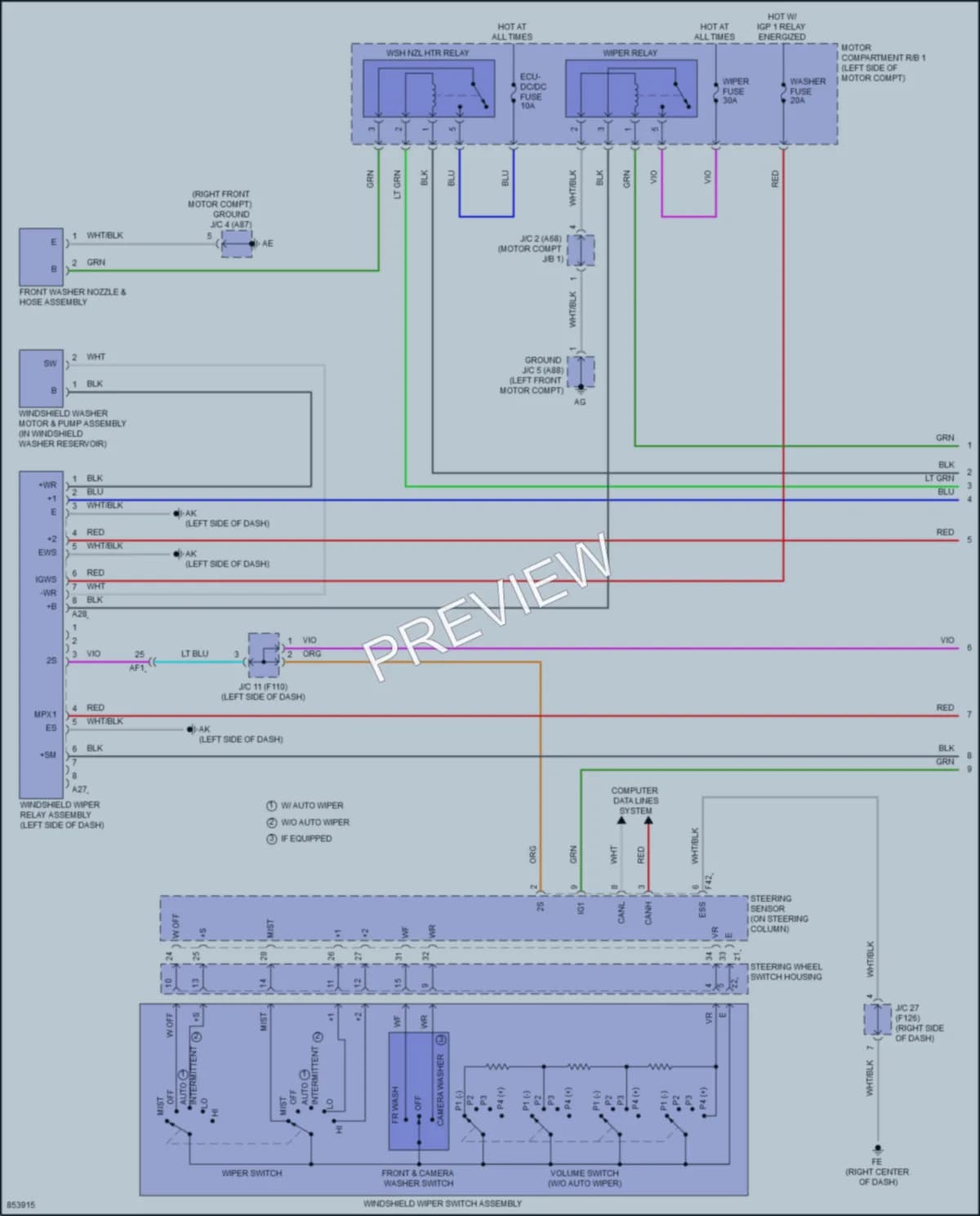 2024 Toyota bZ4X Wiper Washer wiring diagram preview
