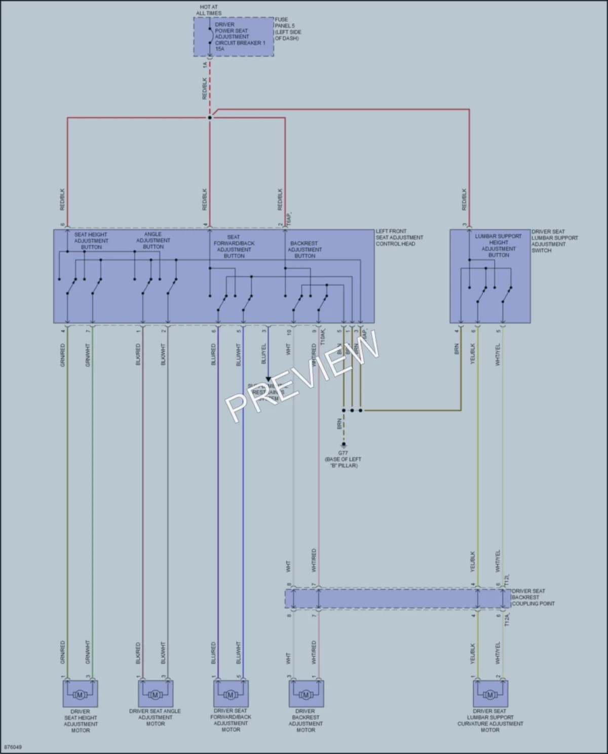 2024 Volkswagen Atlas Power Seats wiring diagram preview