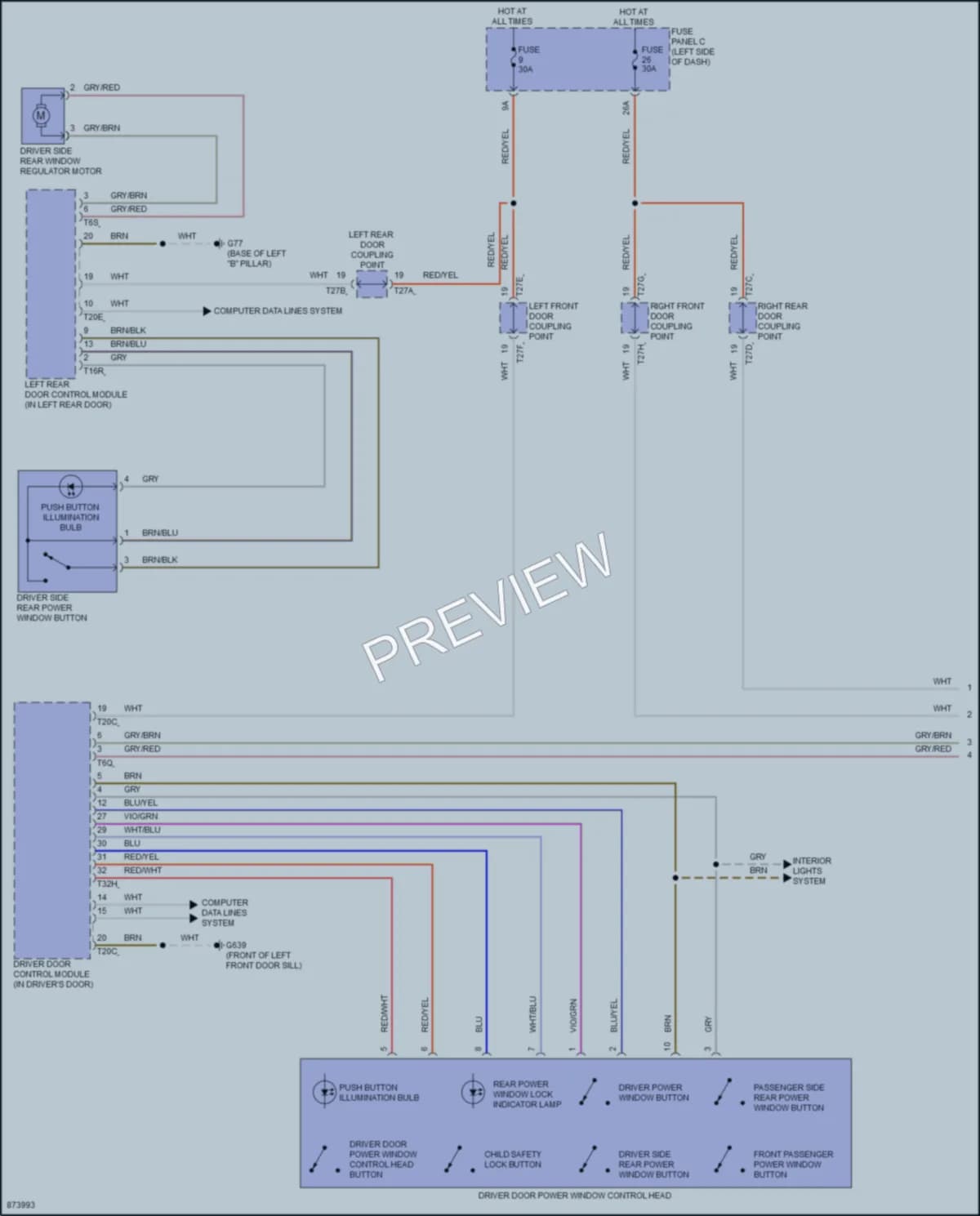 2024 Volkswagen Atlas Power Windows wiring diagram preview
