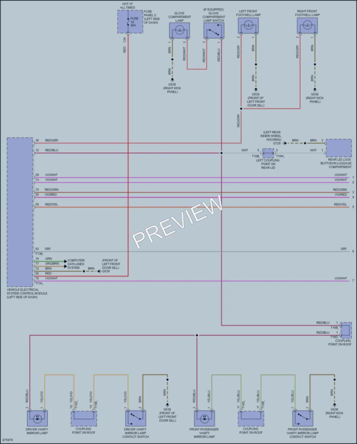 2024 Volkswagen AtlasCrossSport Interior Lights wiring diagram preview