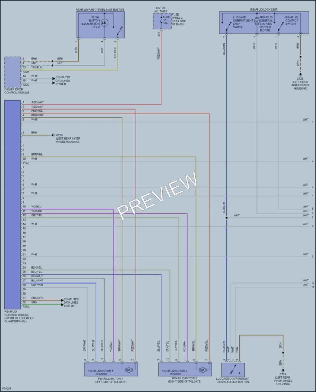 2024 Volkswagen AtlasCrossSport Trunk Tailgate Fuel Door wiring diagram preview