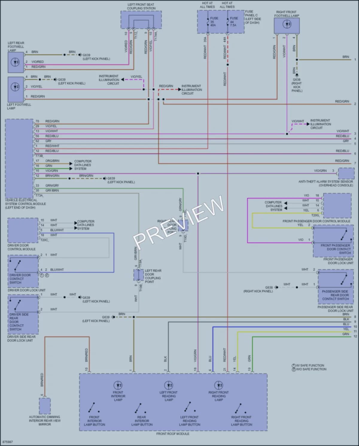 2024 Volkswagen GolfGTI Interior Lights wiring diagram preview