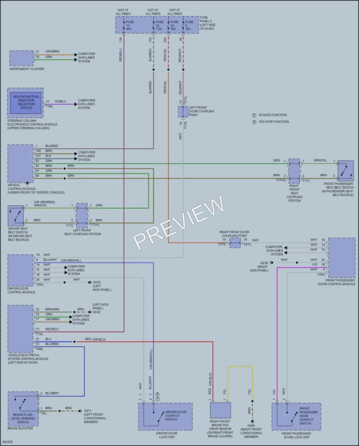 2024 Volkswagen GolfR Warning Systems wiring diagram preview