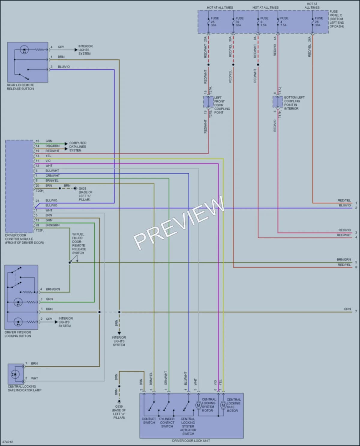 2024 Volkswagen JettaGLI Power Door Locks wiring diagram preview