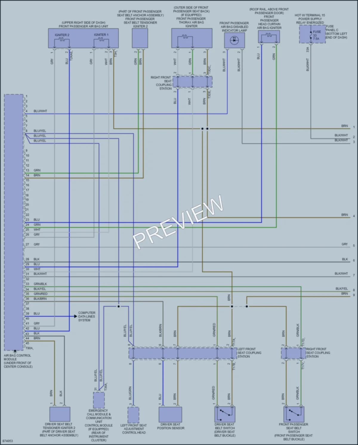 2024 Volkswagen JettaGLI Supplemental Restraints wiring diagram preview
