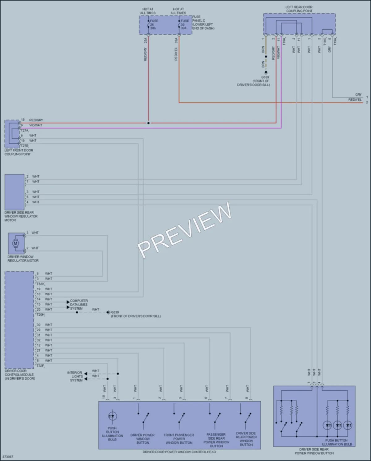 2024 Volkswagen Taos Power Windows wiring diagram preview