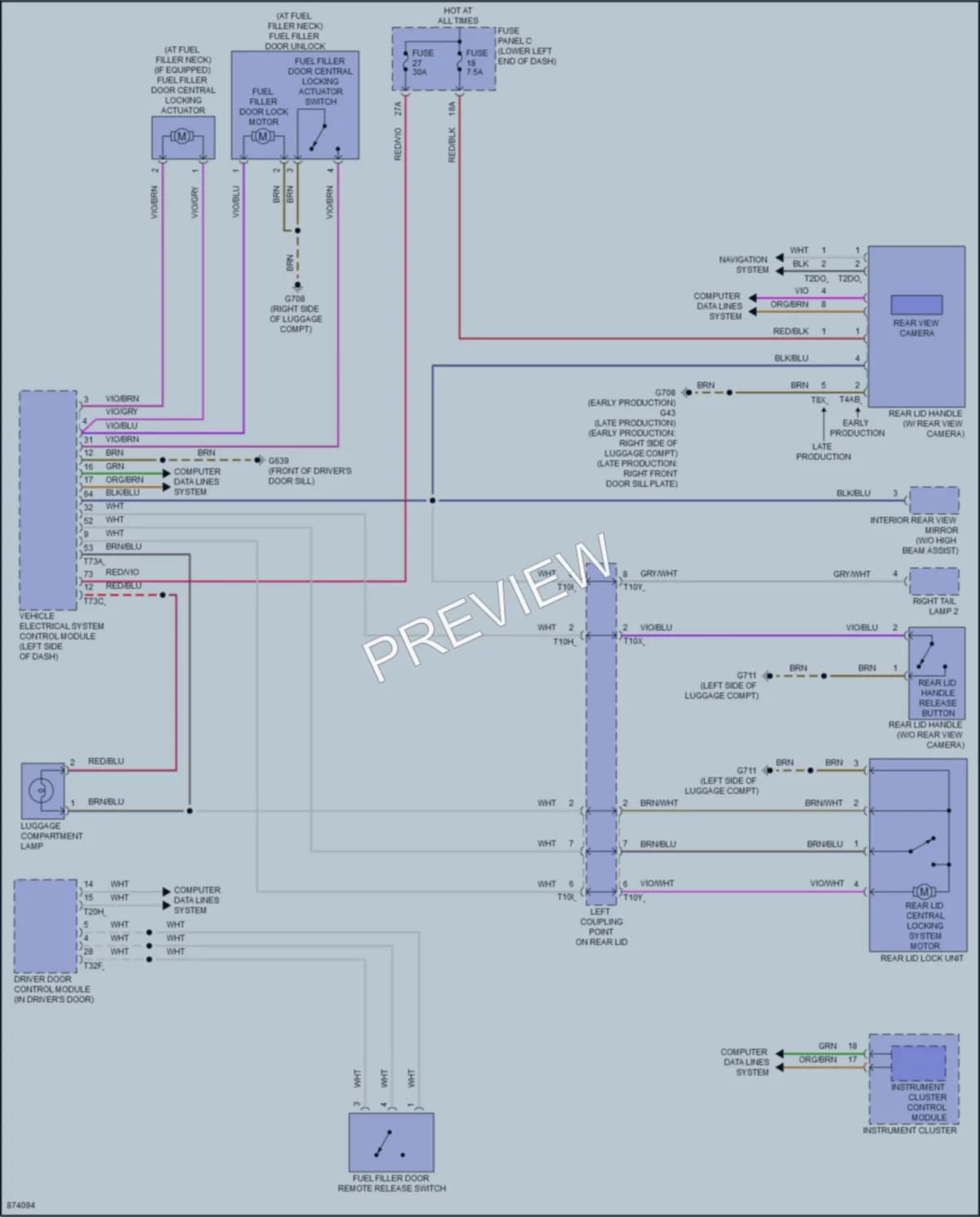 2024 Volkswagen Taos Trunk Tailgate Fuel Door wiring diagram preview