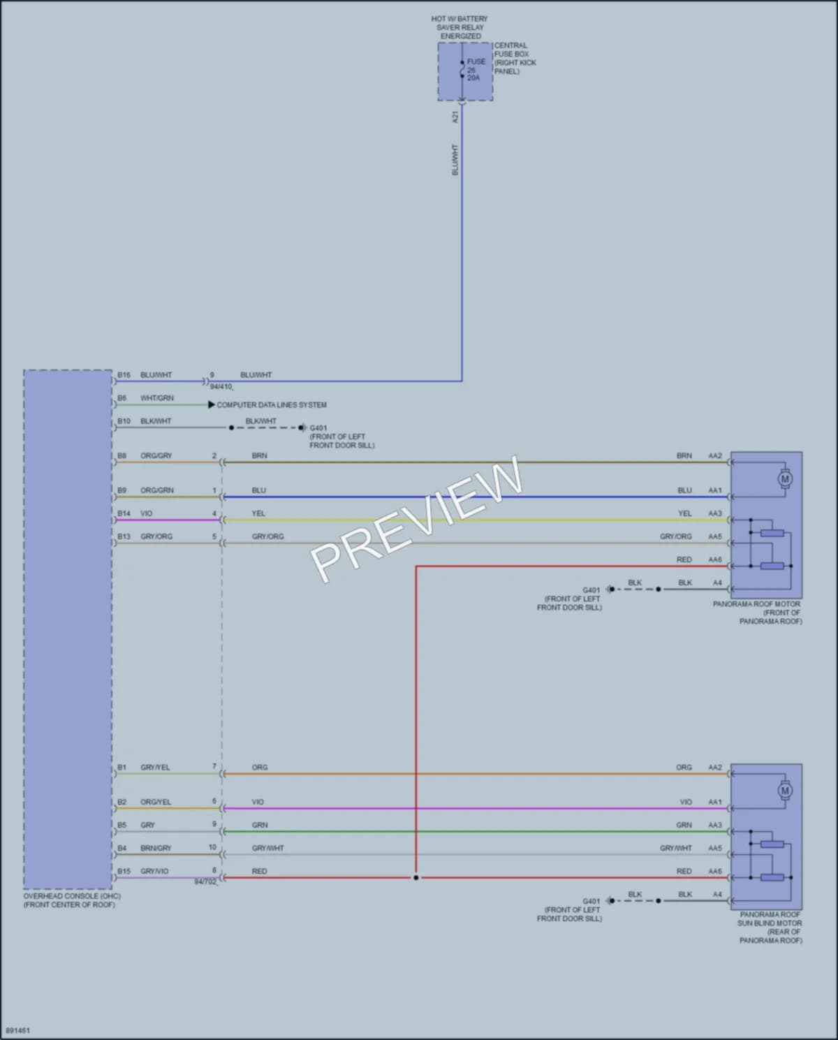 2024 Volvo S60 Power Top Sunroof wiring diagram preview