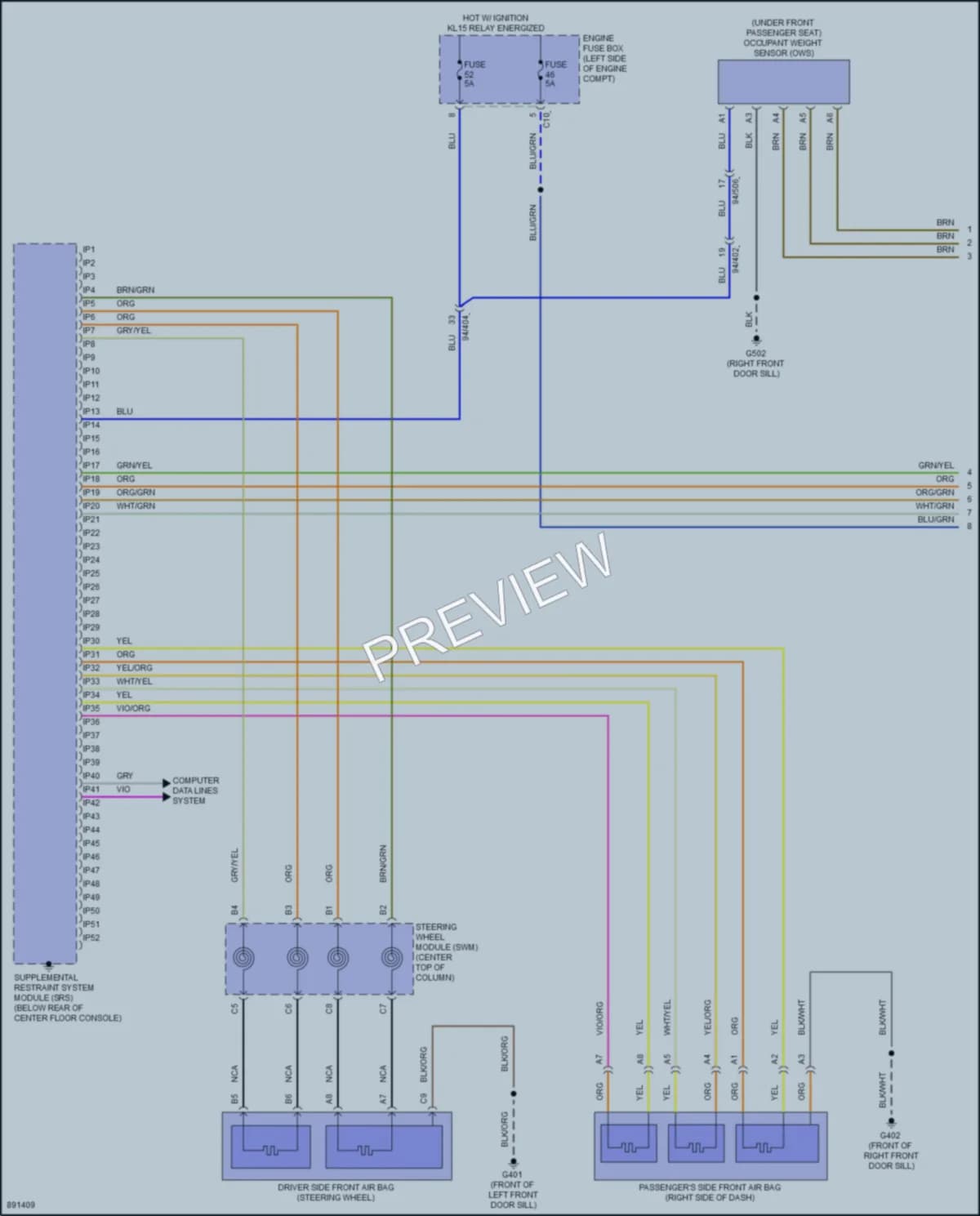 2024 Volvo S60PlugIn Supplemental Restraints wiring diagram preview