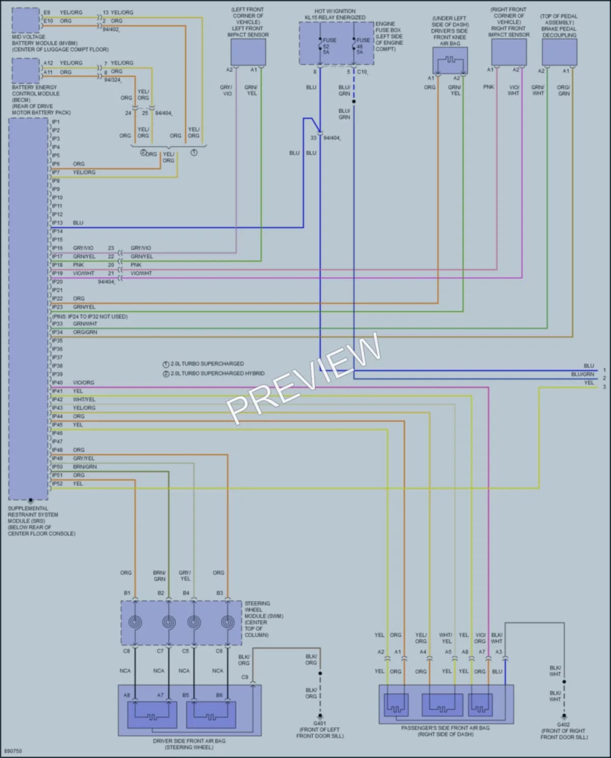 2024 Volvo S90 Supplemental Restraints wiring diagram preview
