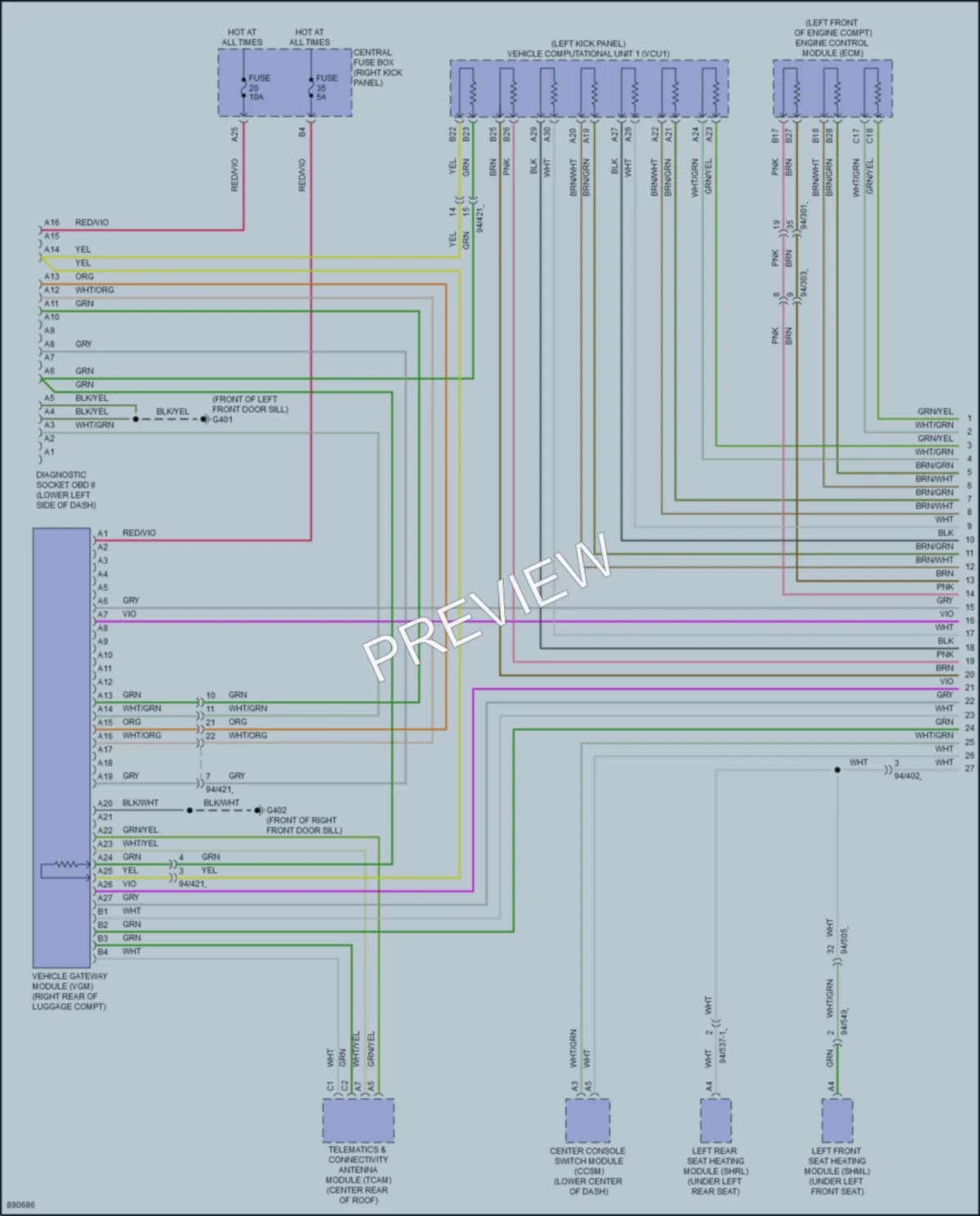 2024 Volvo S90PlugIn Computer Data Lines wiring diagram preview