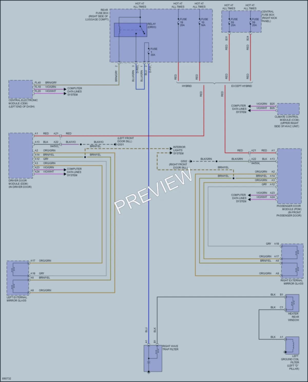 2024 Volvo S90PlugIn Defoggers wiring diagram preview