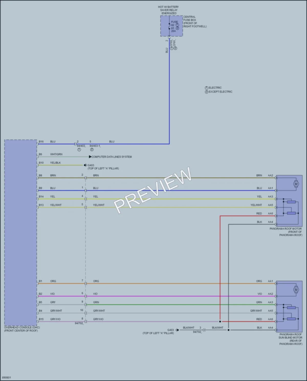 2024 Volvo XC40 Power Top Sunroof wiring diagram preview