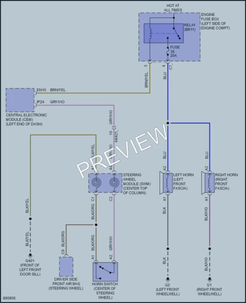2024 Volvo XC60PlugIn Horn wiring diagram preview