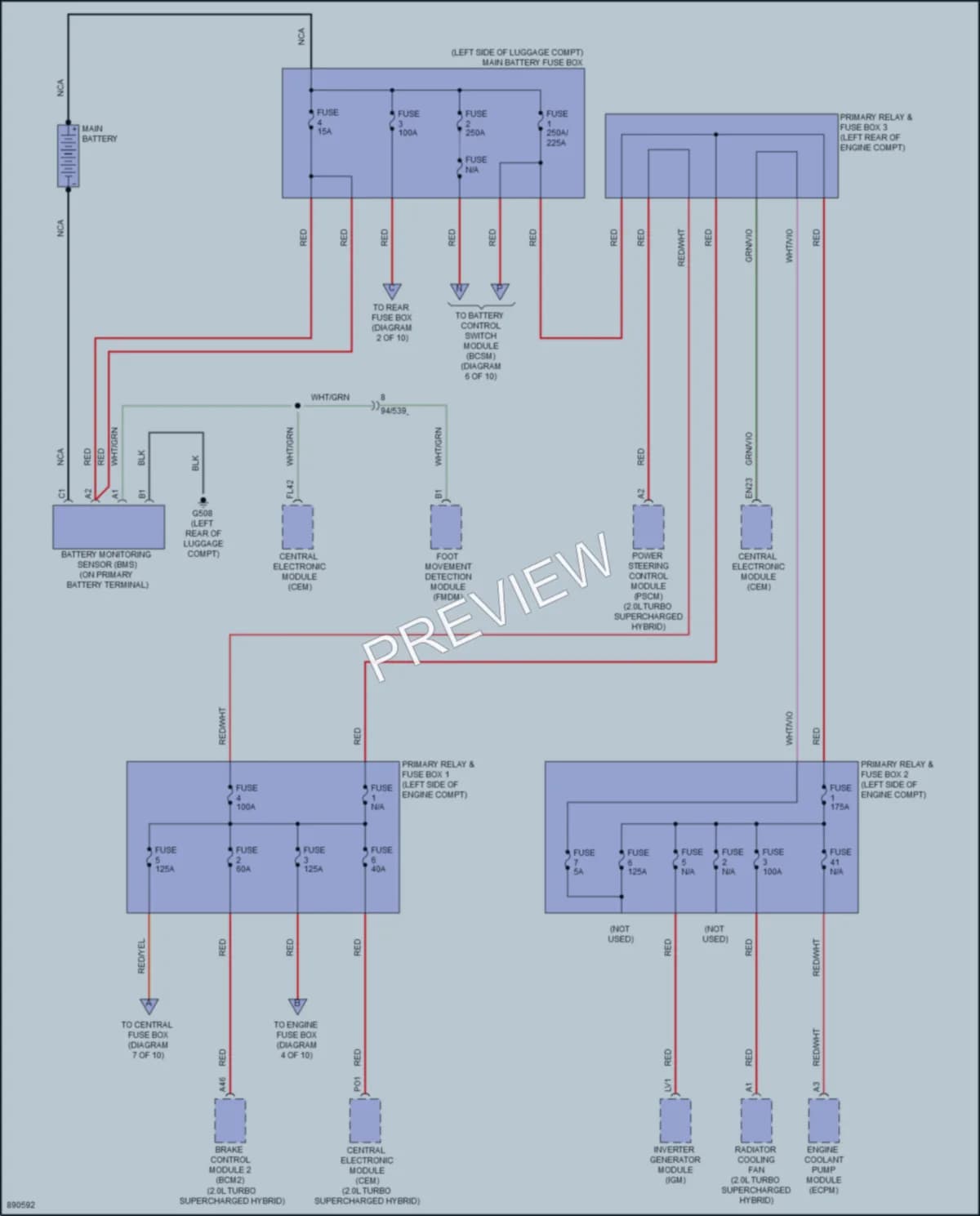 2024 Volvo XC60PlugIn Power Distribution wiring diagram preview