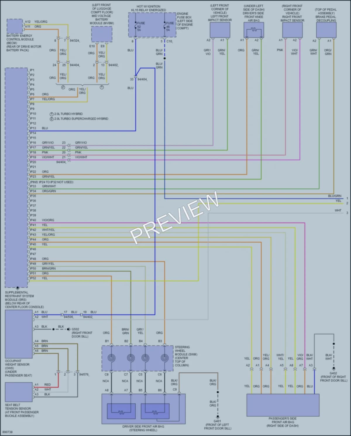 2024 Volvo XC60PlugIn Supplemental Restraints wiring diagram preview