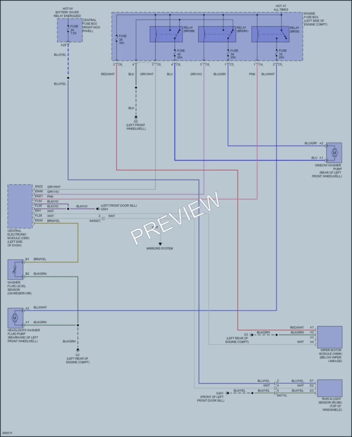 2024 Volvo XC60PlugIn Wiper Washer wiring diagram preview
