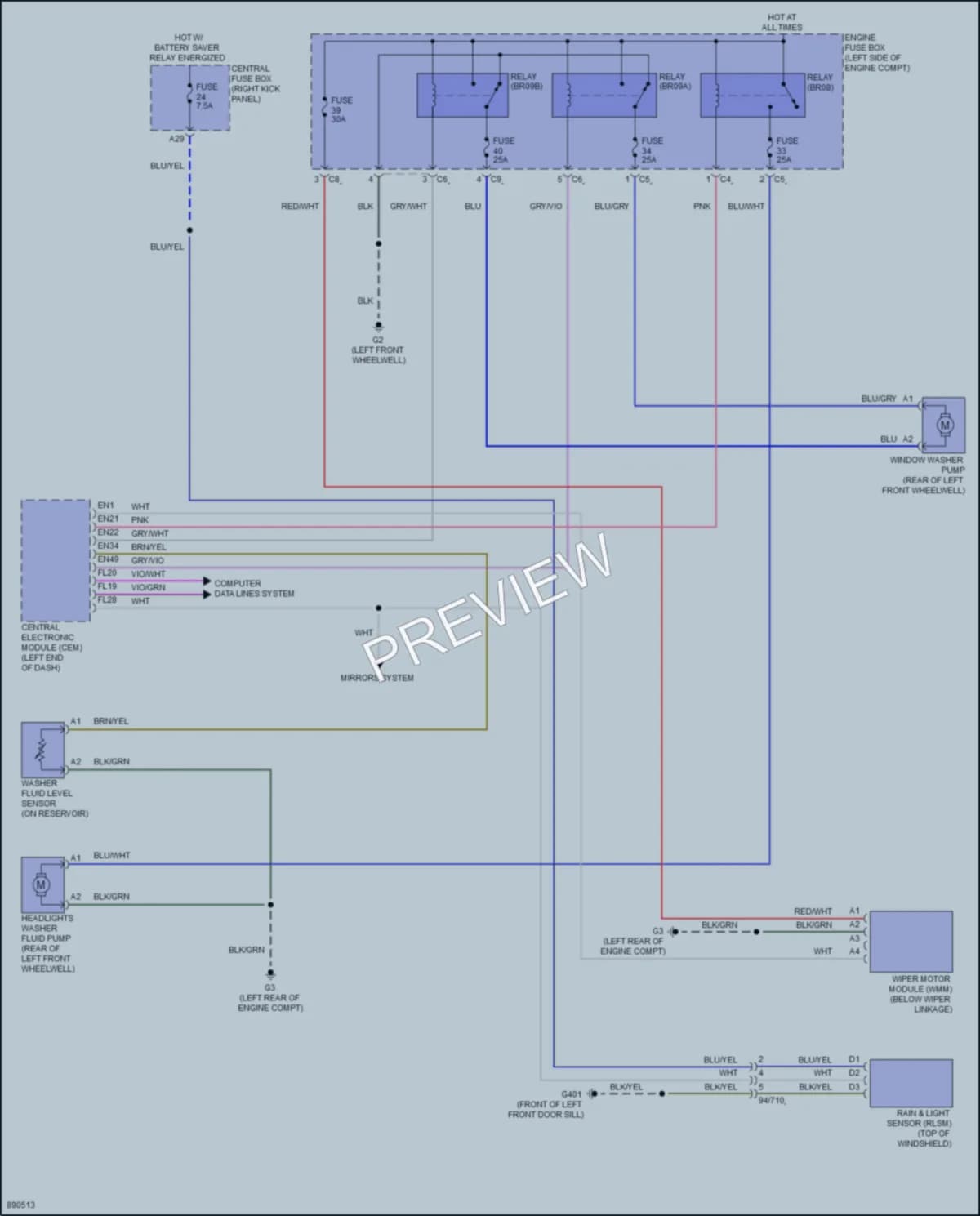 2024 Volvo XC90PlugIn Wiper Washer wiring diagram preview