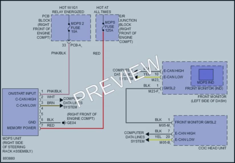 2025 Genesis GV80 Electronic Power Steering wiring diagram preview