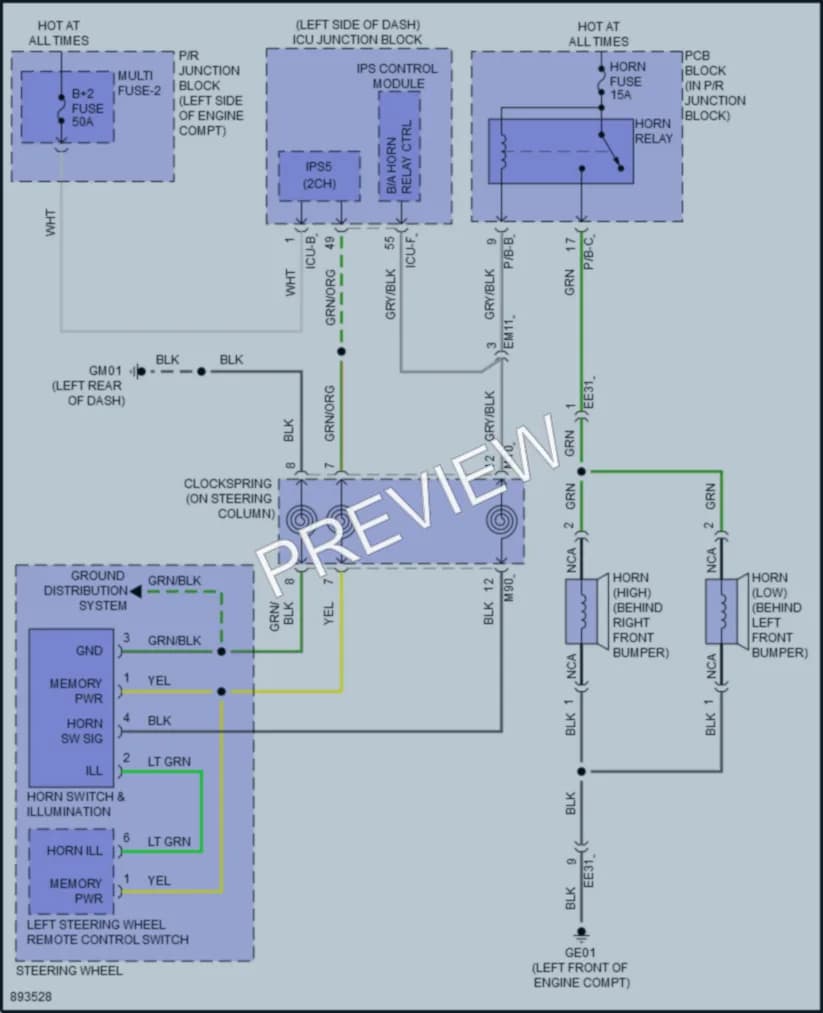 2025 Hyundai Ioniq6 Horn Wiring Diagrams protected preview