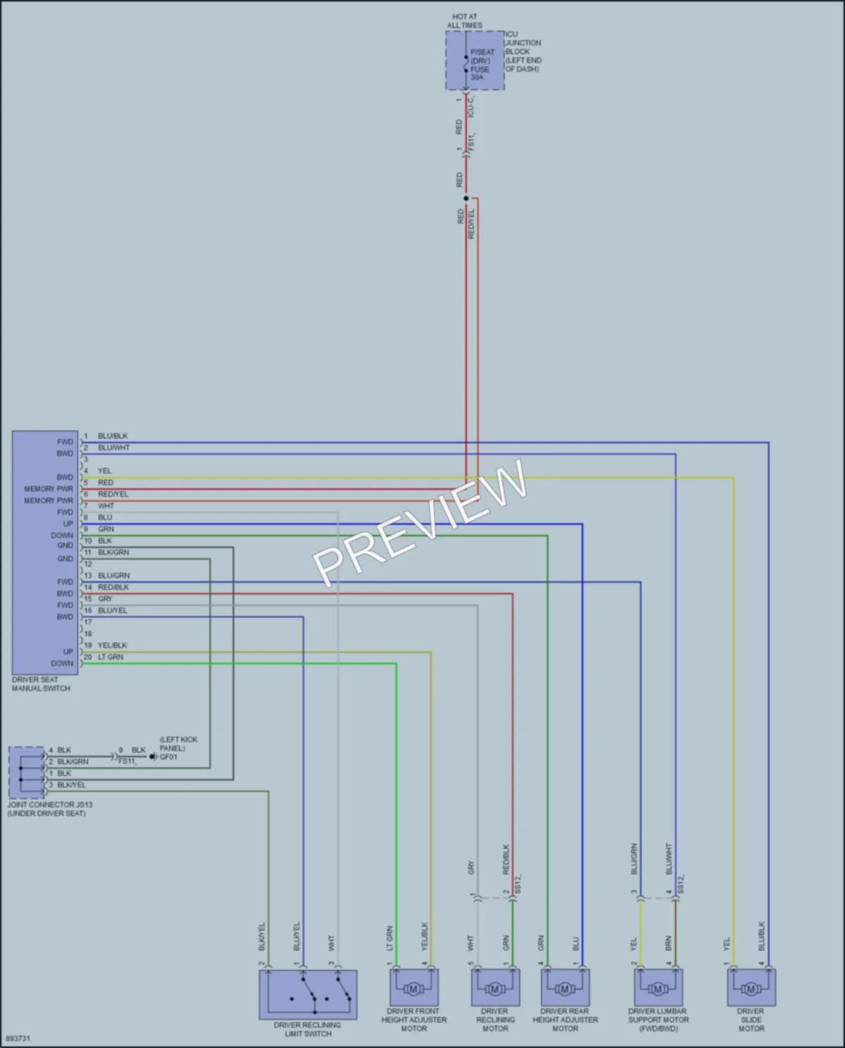 2025 Hyundai Palisade Power Seats wiring diagram preview