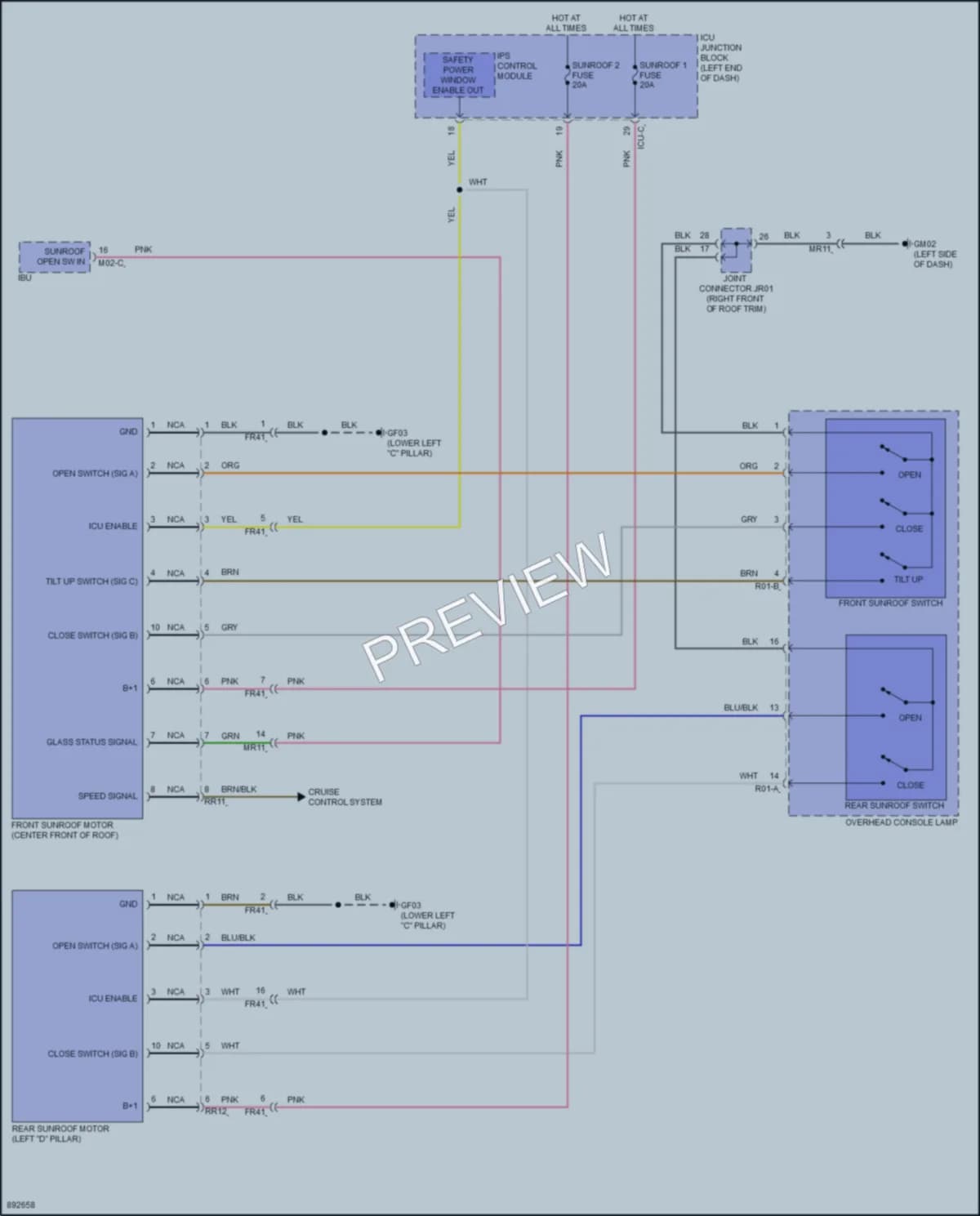 2025 Hyundai Palisade Power Top Sunroof wiring diagram preview