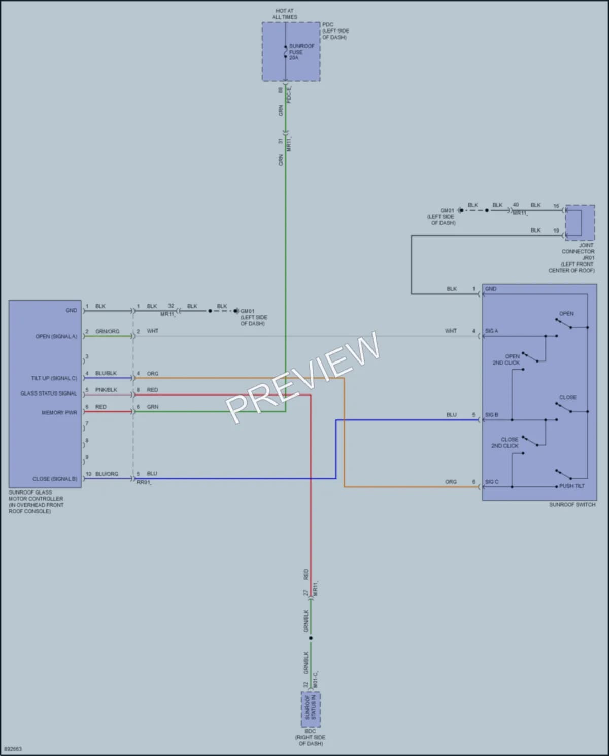 2025 Hyundai SantaCruz Power Top Sunroof wiring diagram preview