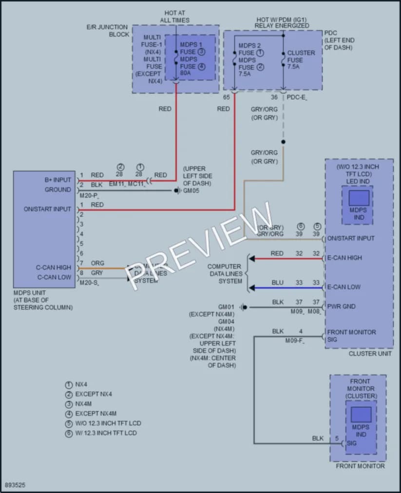 2025 Hyundai Tucson Electronic Power Steering wiring diagram preview