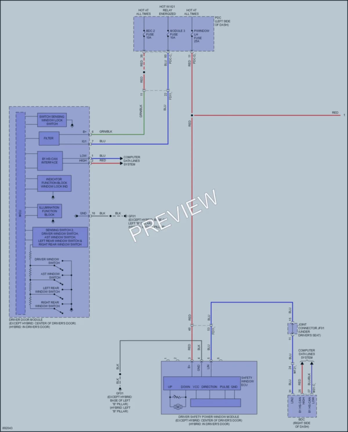 2025 Kia Carnival Power Windows wiring diagram preview