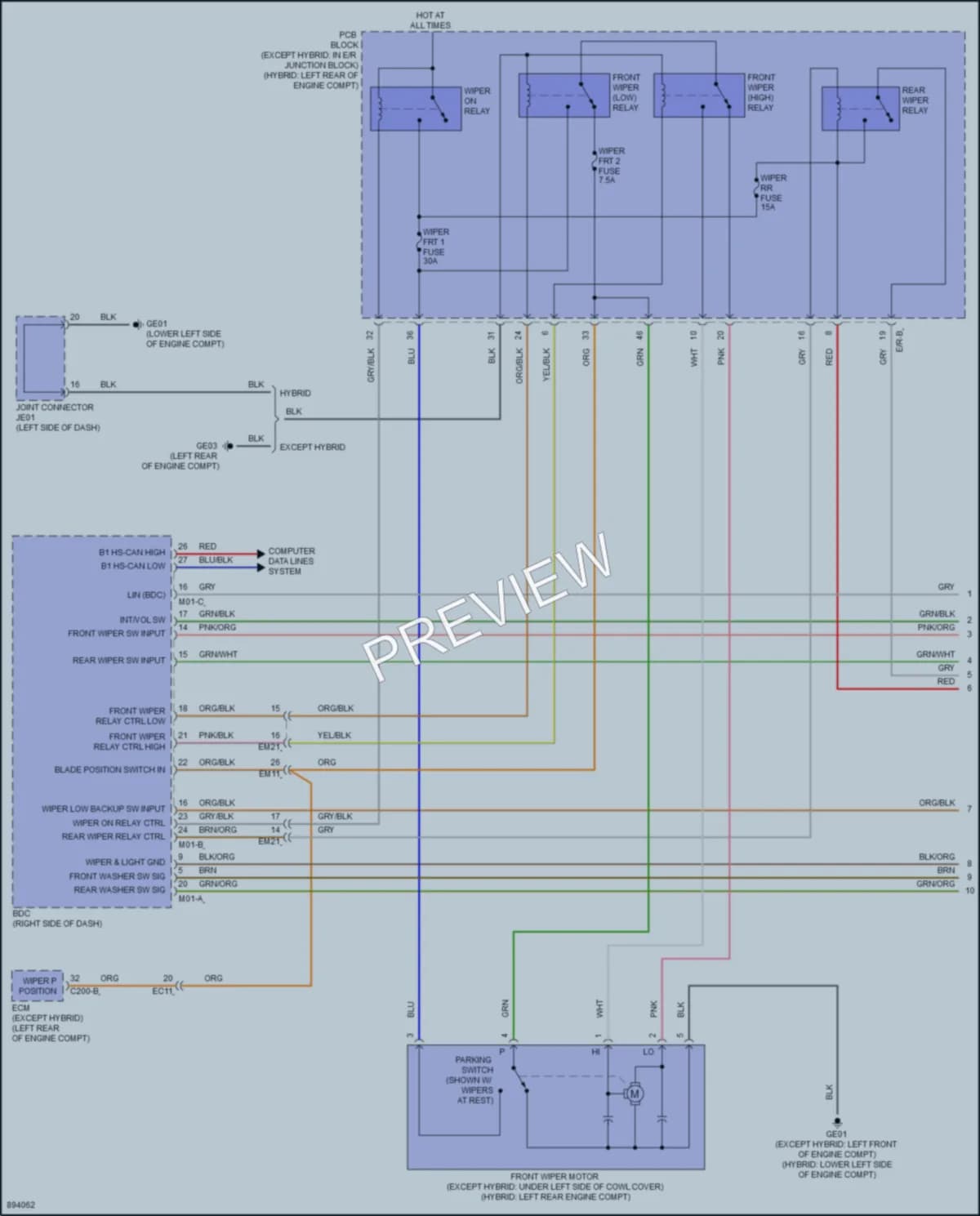 2025 Kia Carnival Wiper Washer wiring diagram preview