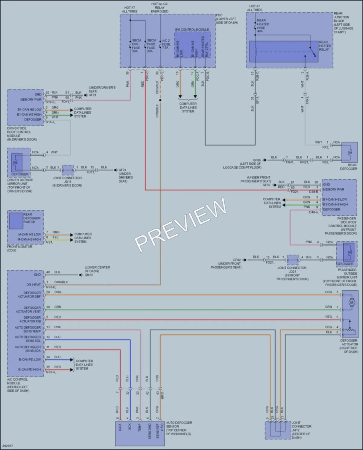 2025 Kia EV9 Defoggers wiring diagram preview