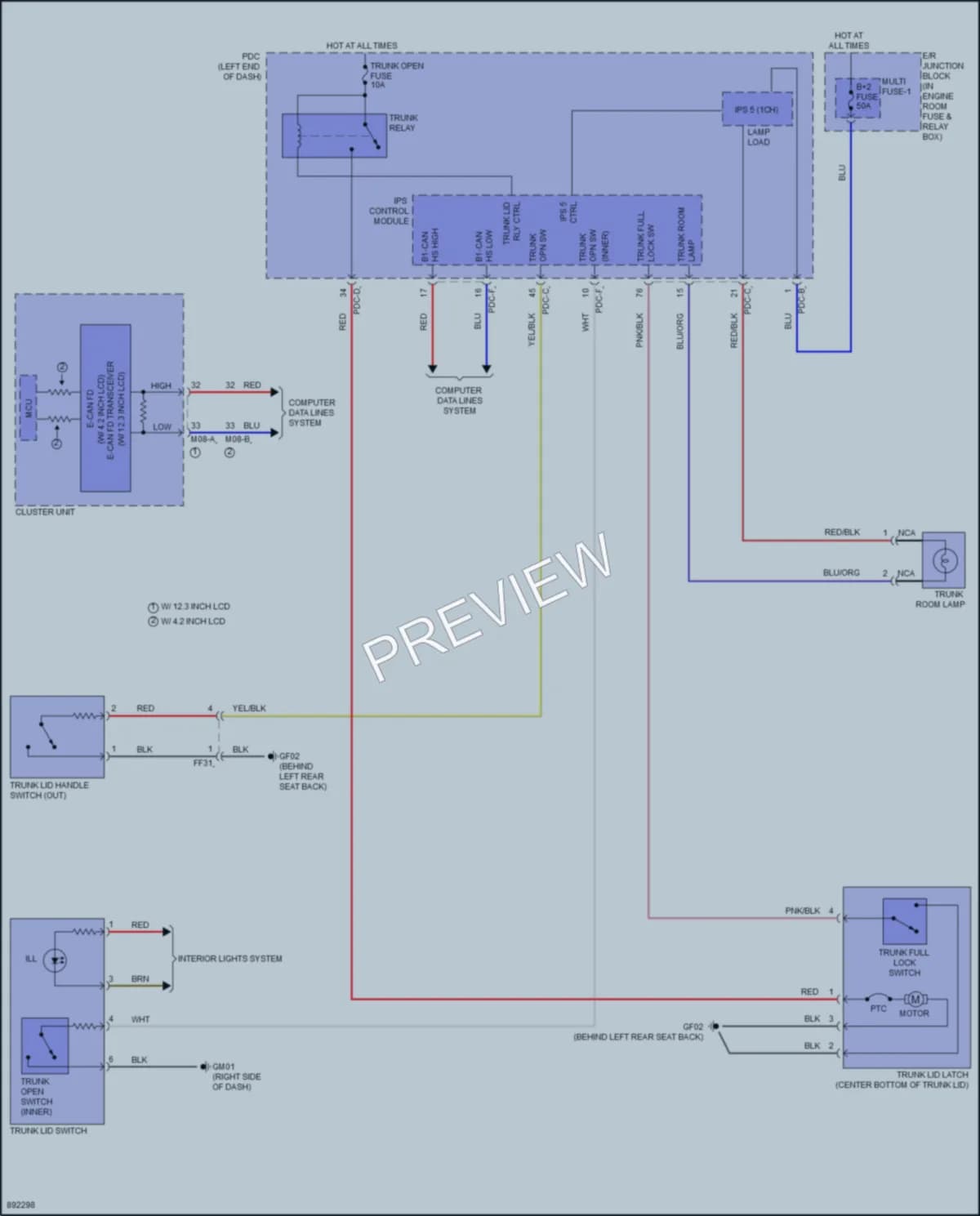 2025 Kia K5 Trunk Tailgate Fuel Door wiring diagram preview
