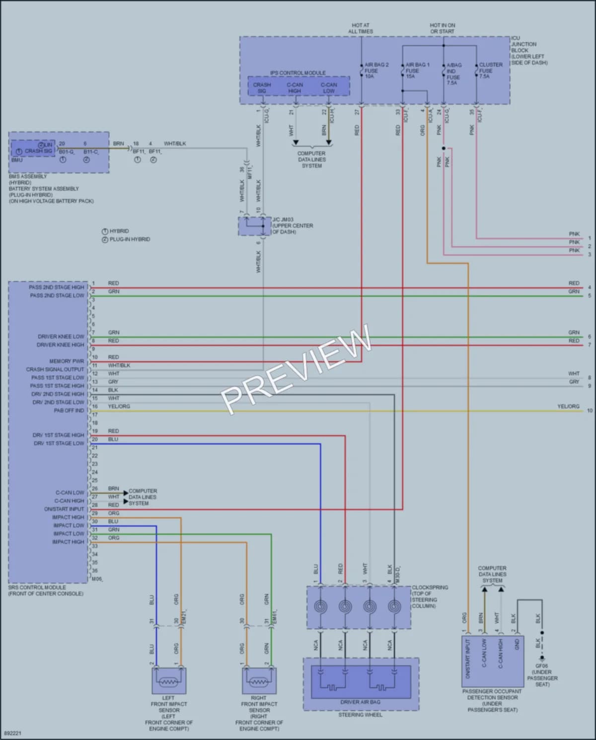 2025 Kia Niro Supplemental Restraints wiring diagram preview