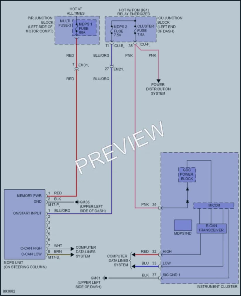 2025 Kia NiroEV Electronic Power Steering wiring diagram preview
